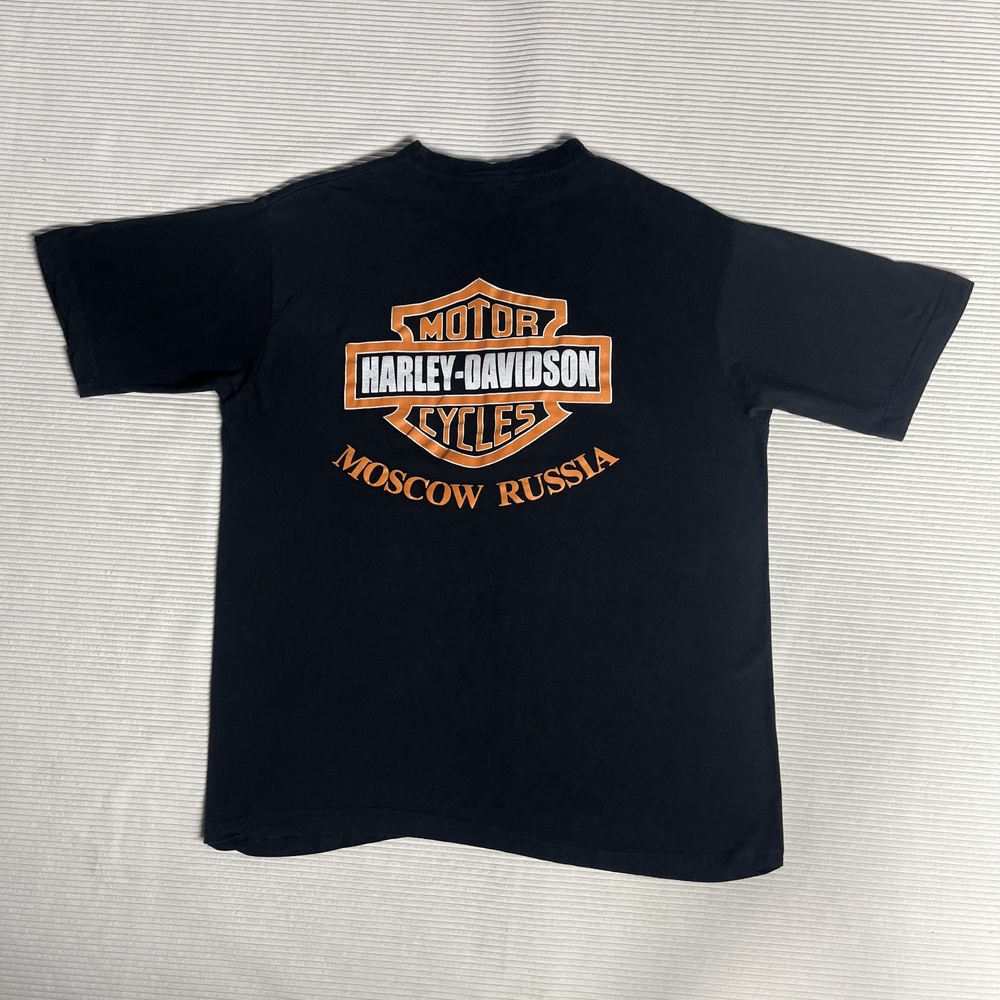 Harley-Davidson Shirt Mens XL Black Moscow Russia Graphic Tee Biker Lyon